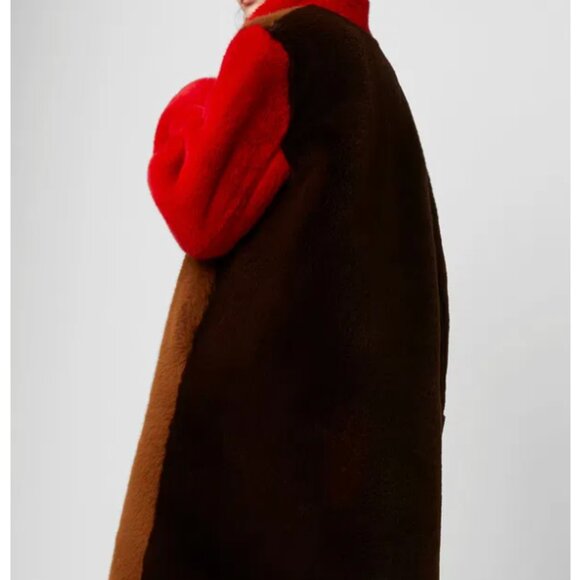 FRENCH CONNECTION -Claudie Faux Fur Oversized Colour Block Coat size M/L - Picture 3 of 6